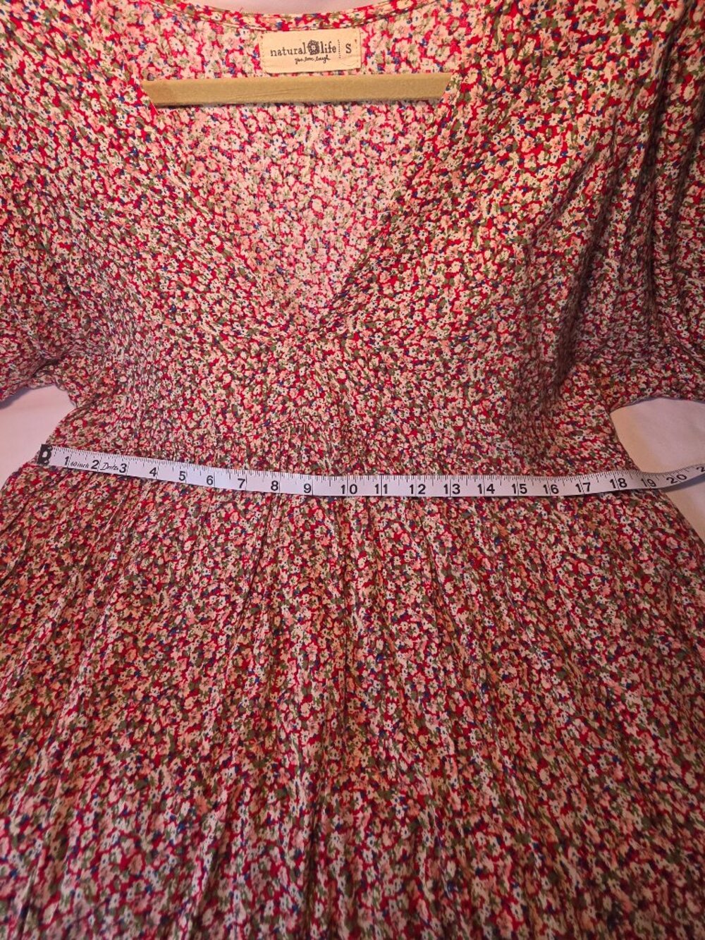 NATURAL LIFE Stella V-Neck Dress - Pink Ditsy Babydoll / Mini Dress - Picture 7 of 8